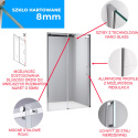 Drzwi Prysznicowe Przesuwne z brodzikiem SH03D Chrom 115-120cm szkło 8mm+ST06C czarny