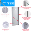 Drzwi prysznicowe składane łamane SH01F chrom 130cm