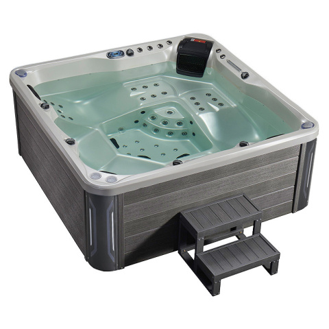 JACUZZI OGRODOWE WANNA SPA741 BIAŁA PERŁA OBUDOWA SZARA 200x200 CM