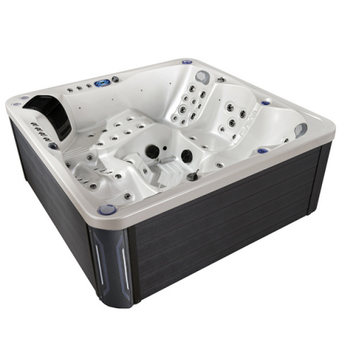 JACUZZI OGRODOWE WANNA SPA744 BIAŁA PERŁA OBUDOWA SZARA 210x210 CM