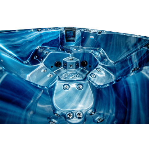 JACUZZI OGRODOWE WANNA SPA744 NIEBIESKA FALA OCEANU OBUDOWA KAWA 210x210 CM