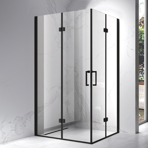 KABINA PRYSZNICOWA PROSTOKĄTNA Z BRODZIKIEM KZ13A/ST04A CZARNA/BIAŁY 100x90 CM