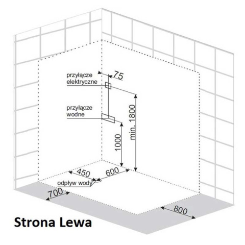 KABINA PRYSZNICOWA Z HYDROMASAŻEM I SAUNĄ WSH7106LWS LEWA BIAŁA 120x80 CM