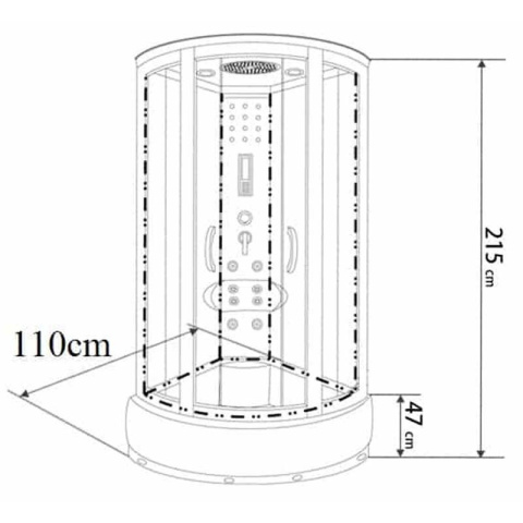 KABINA PRYSZNICOWA Z HYDROMASAŻEM I SAUNĄ WSH7127S 110x110 CM