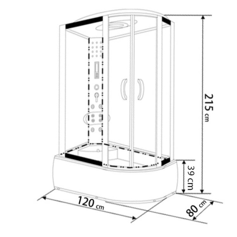 KABINA PRYSZNICOWA Z HYDROMASAŻEM WSH7306R PRAWA 120x80 CM