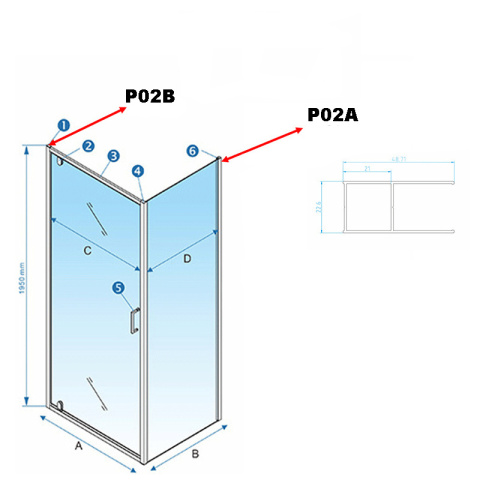 PROFIL POSZERZAJĄCY P02A DO KABIN PRYSZNICOWYCH KZ04,KZ05,KZ06,KZ07,KZ09 CZARNY