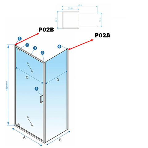 PROFIL POSZERZAJĄCY P02B DO KABIN PRYSZNICOWYCH KZ04,KZ05,KZ06,KZ07 CZARNY