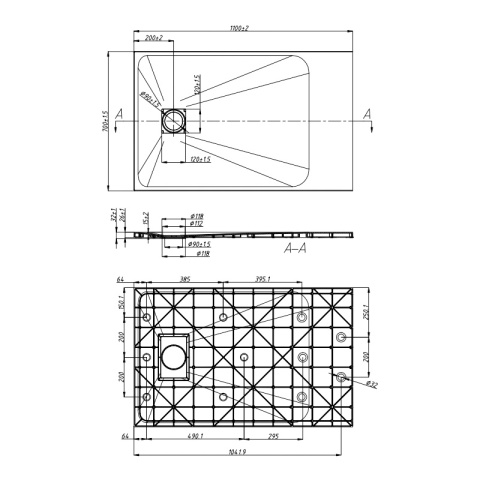 BRODZIK PRYSZNICOWY KAMIENNY PROSTOKĄTNY SLIM RIKO BIAŁY 110x70 CM