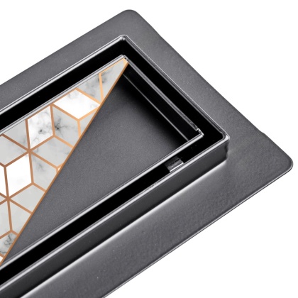 ODPŁYW LINIOWY 80 CM CZARNY NISKI SYFON WYSOKA PRZEPUSTOWOŚĆ DL01 FIX