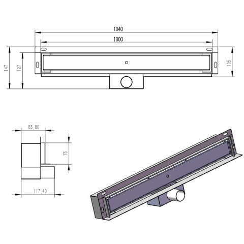 ODPŁYW LINIOWY ŚCIENNY DL04 MURAL SATIN 100 CM