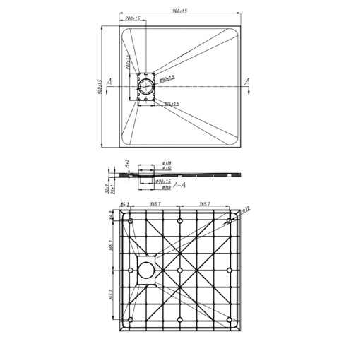 BRODZIK PRYSZNICOWY KAMIENNY KWADRATOWY SLIM JUKO BIAŁY 90x90 CM