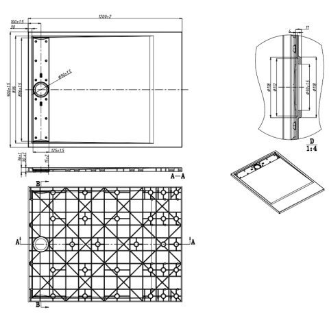 BRODZIK PRYSZNICOWY KAMIENNY PROSTOKĄTNY SLIM DEKO BIAŁY 120x90 CM