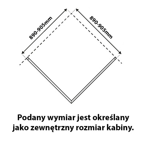 KABINA PRYSZNICOWA KWADRATOWA Z BRODZIKIEM KZ1390B/RIKO CHROM/CZARNY 90x90 CM