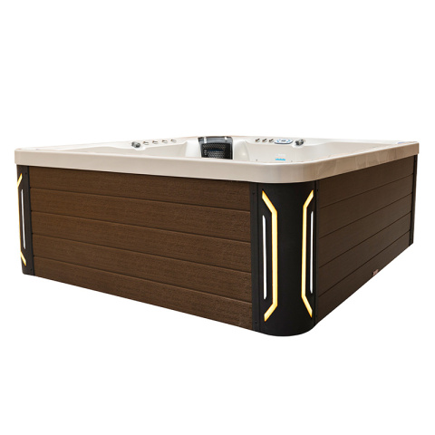 JACUZZI OGRODOWE WANNA SPA744 BIAŁA PERŁA OBUDOWA KAWA 210x210 CM