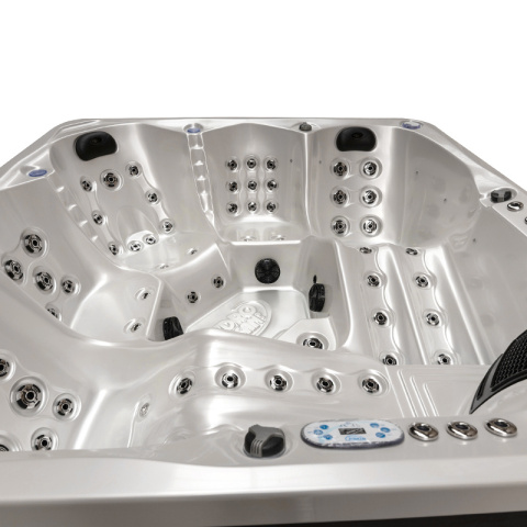 JACUZZI OGRODOWE WANNA SPA744 BIAŁA PERŁA OBUDOWA KAWA 210x210 CM