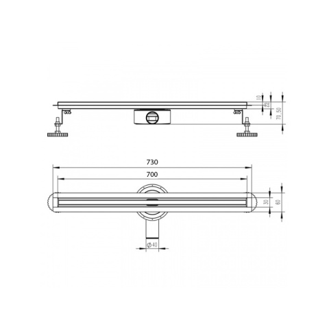 ODPŁYW LINIOWY OBROTOWY SLIM DL03 CZARNY 70 CM