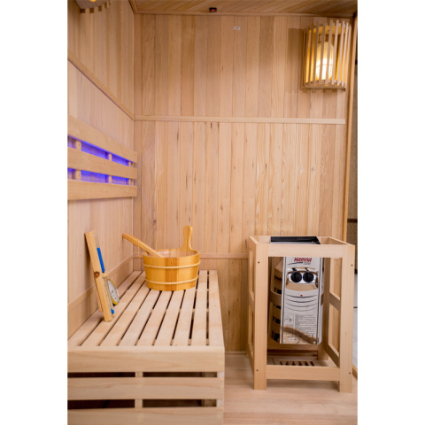 SAUNA FIŃSKA WYSOKOTEMPERATUROWA Z PIECEM BODO2/HARVIA 3,5KW 1-2 OSOBOWA 120x120 CM