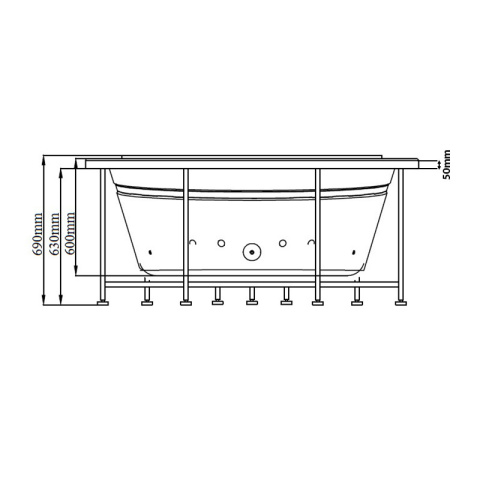 WANNA Z HYDROMASAŻEM DELLA 916 Z OBUDOWĄ 155x155 CM