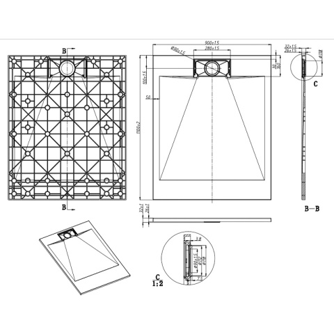 BRODZIK PRYSZNICOWY KAMIENNY PROSTOKĄTNY SLIM MIKO BIAŁY 110x90 CM