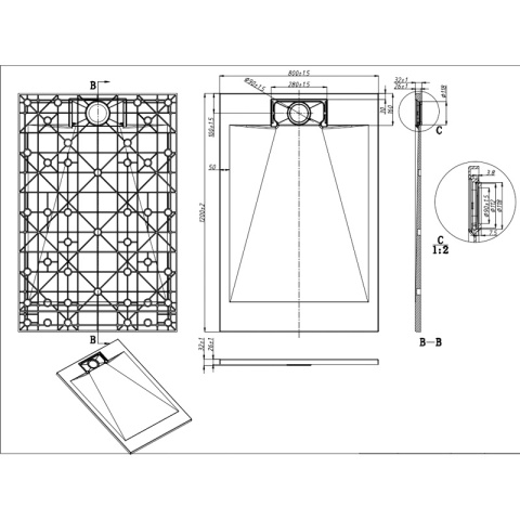 BRODZIK PRYSZNICOWY KAMIENNY PROSTOKĄTNY SLIM MIKO BIAŁY 120x80 CM