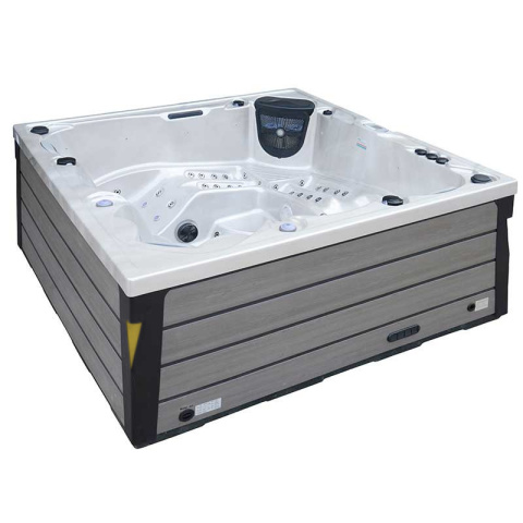 JACUZZI OGRODOWE WANNA SPA340 CAPPUCINO OBUDOWA SZARA DESKA 220x220 CM