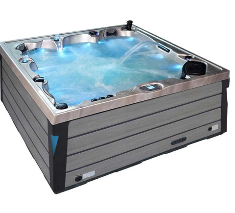 JACUZZI OGRODOWE WANNA SPA340 CAPPUCINO OBUDOWA SZARA DESKA 220x220 CM