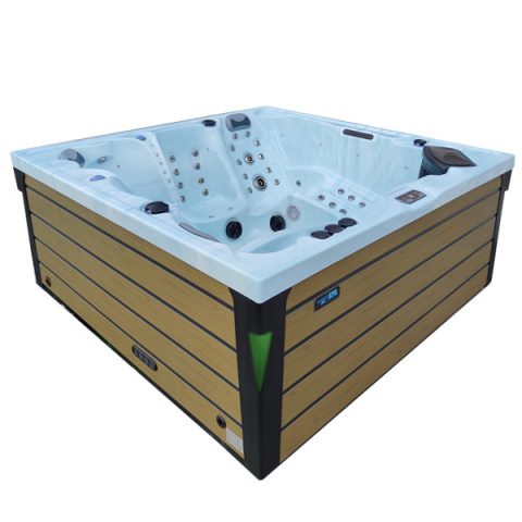 JACUZZI OGRODOWE WANNA SPA340 JASNA FALA OCEANU OBUDOWA BRĄZOWA DESKA 220x220 CM