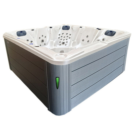 JACUZZI OGRODOWE WANNA SPA702 BIAŁA PERŁA OBUDOWA SZARA 230x230 CM