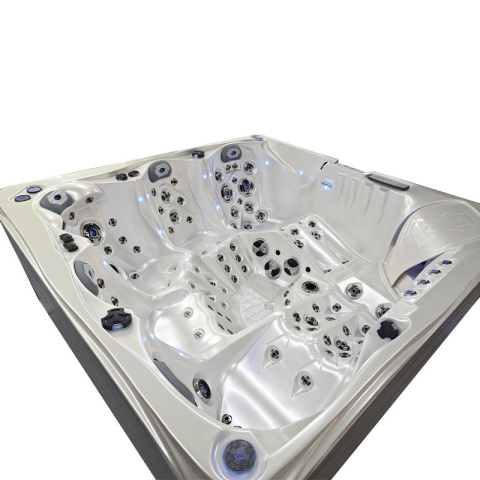 JACUZZI OGRODOWE WANNA SPA748 BIAŁA PERŁA OBUDOWA SZARA F24 230x230 CM