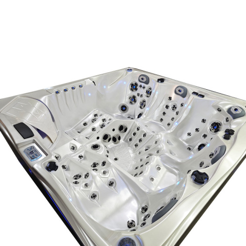 JACUZZI OGRODOWE WANNA SPA748 BIAŁA PERŁA OBUDOWA SZARA F24 230x230 CM