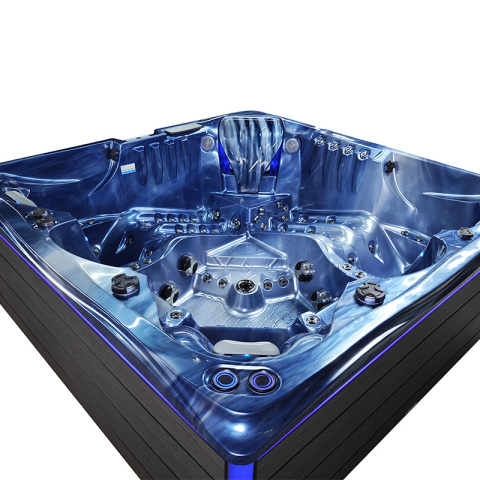 JACUZZI OGRODOWE WANNA SPA746 NIEBIESKA FALA OCEANU OBUDOWA SZARA DESKA F21 230x230 CM