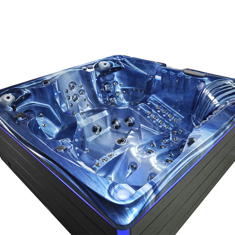 JACUZZI OGRODOWE WANNA SPA746 NIEBIESKA FALA OCEANU OBUDOWA SZARA DESKA F21 230x230 CM