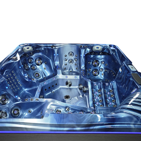 JACUZZI OGRODOWE WANNA SPA746 NIEBIESKA FALA OCEANU OBUDOWA SZARA DESKA F21 230x230 CM