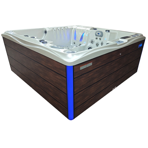 JACUZZI OGRODOWE WANNA SPA747 BIAŁA PERŁA OBUDOWA BRĄZOWA DESKA F21 210x210 CM