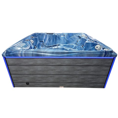 JACUZZI OGRODOWE WANNA SPA747 NIEBIESKA FALA OCEANU OBUDOWA SZARA DESKA F22 210x210 CM