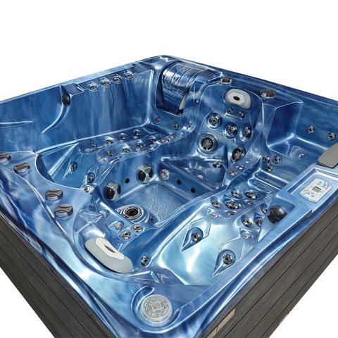 JACUZZI OGRODOWE WANNA SPA747 NIEBIESKA FALA OCEANU OBUDOWA SZARA DESKA F22 210x210 CM