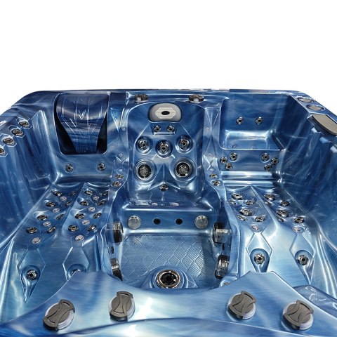 JACUZZI OGRODOWE WANNA SPA747 NIEBIESKA FALA OCEANU OBUDOWA SZARA DESKA F22 210x210 CM