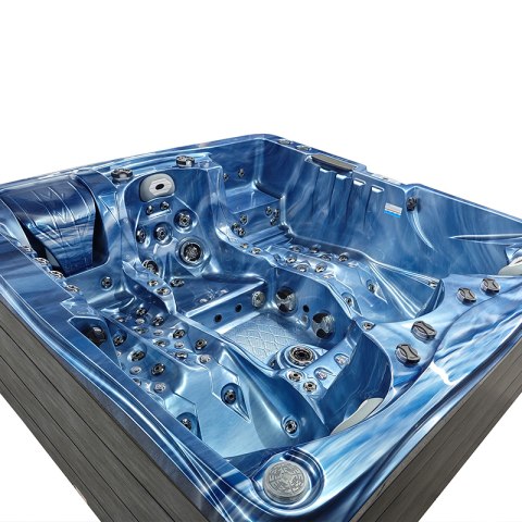 JACUZZI OGRODOWE WANNA SPA747 NIEBIESKA FALA OCEANU OBUDOWA SZARA DESKA F22 210x210 CM