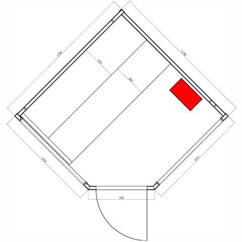 SAUNA FIŃSKA WYSOKOTEMPERATUROWA Z PIECEM BODO7/HARVIA 8KW 5-6 OSOBOWA 180x180 CM