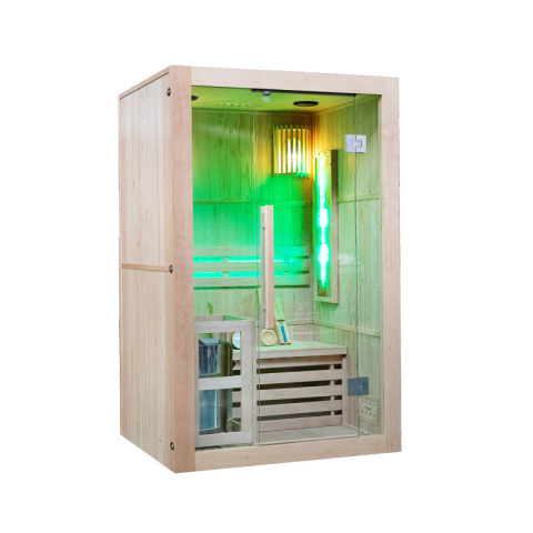 SAUNA FIŃSKA WYSOKOTEMPERATUROWA Z PIECEM KEMI1/HARVIA 3,5KW 1-2 OSOBOWA 120x105 CM