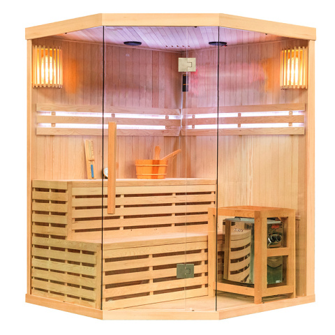 SAUNA FIŃSKA WYSOKOTEMPERATUROWA Z PIECEM OSLO7/HARVIA 8KW 5-6 OSOBOWA 180x180 CM