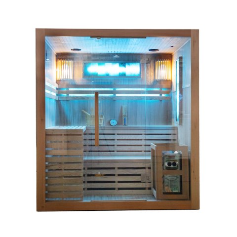 SAUNA FIŃSKA WYSOKOTEMPERATUROWA Z PIECEM KEMI5/HARVIA 6KW 4-5 OSOBOWA 180x160 CM