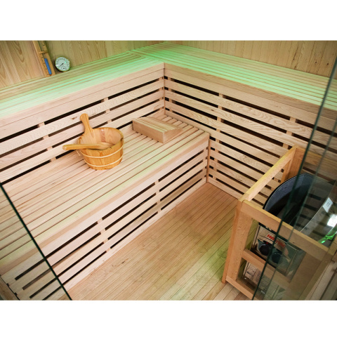 SAUNA FIŃSKA WYSOKOTEMPERATUROWA Z PIECEM KEMI6/HARVIA 8KW 5-6 OSOBOWA 200x200 CM