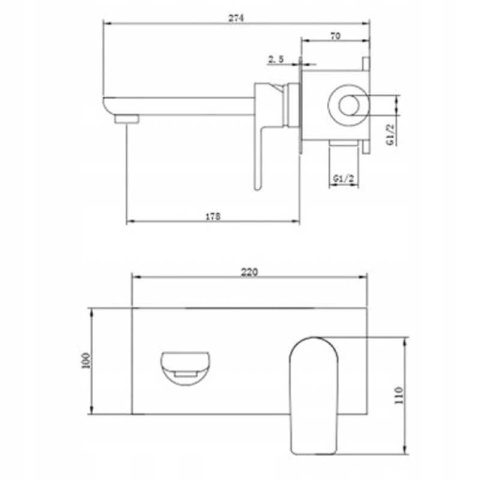 BATERIA UMYWALKOWA PODTYNKOWA F05 CHROM