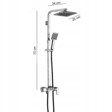 BATERIA PRYSZNICOWA ŁAZIENKOWA Z DESZCZOWNICĄ T15A CHROM