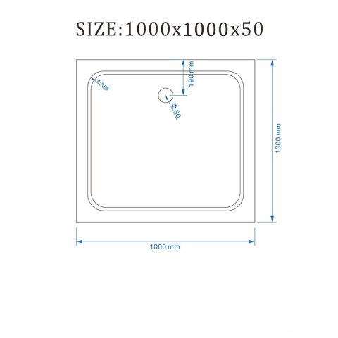 BRODZIK PRYSZNICOWY KWADRATOWY SLIM ST06A BIAŁY 100x100 CM