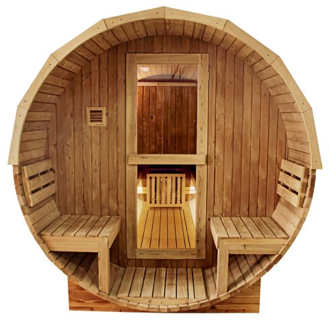 SAUNA OGRODOWA FIŃSKA BECZKA Z PIECEM ASKER 4-6 OSOBOWA 210x240 CM