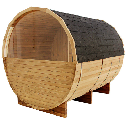 SAUNA OGRODOWA FIŃSKA BECZKA Z PIECEM ASKER-HG 4-6 OSOBOWA 210x240 CM