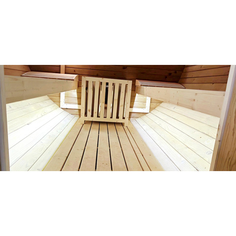 SAUNA OGRODOWA FIŃSKA BECZKA Z PIECEM ASKER-HG 4-6 OSOBOWA 210x240 CM