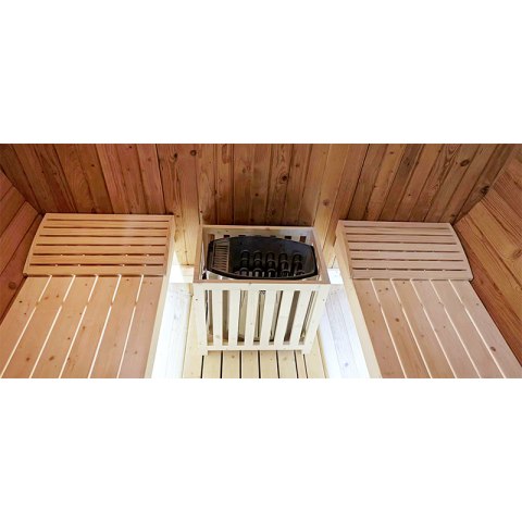 SAUNA OGRODOWA FIŃSKA BECZKA Z PIECEM FORSA 4-6 OSOBOWA 210x180 CM